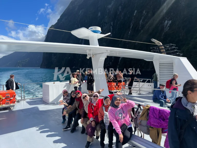 Boat cruising in Milford Sound, New Zealand 2